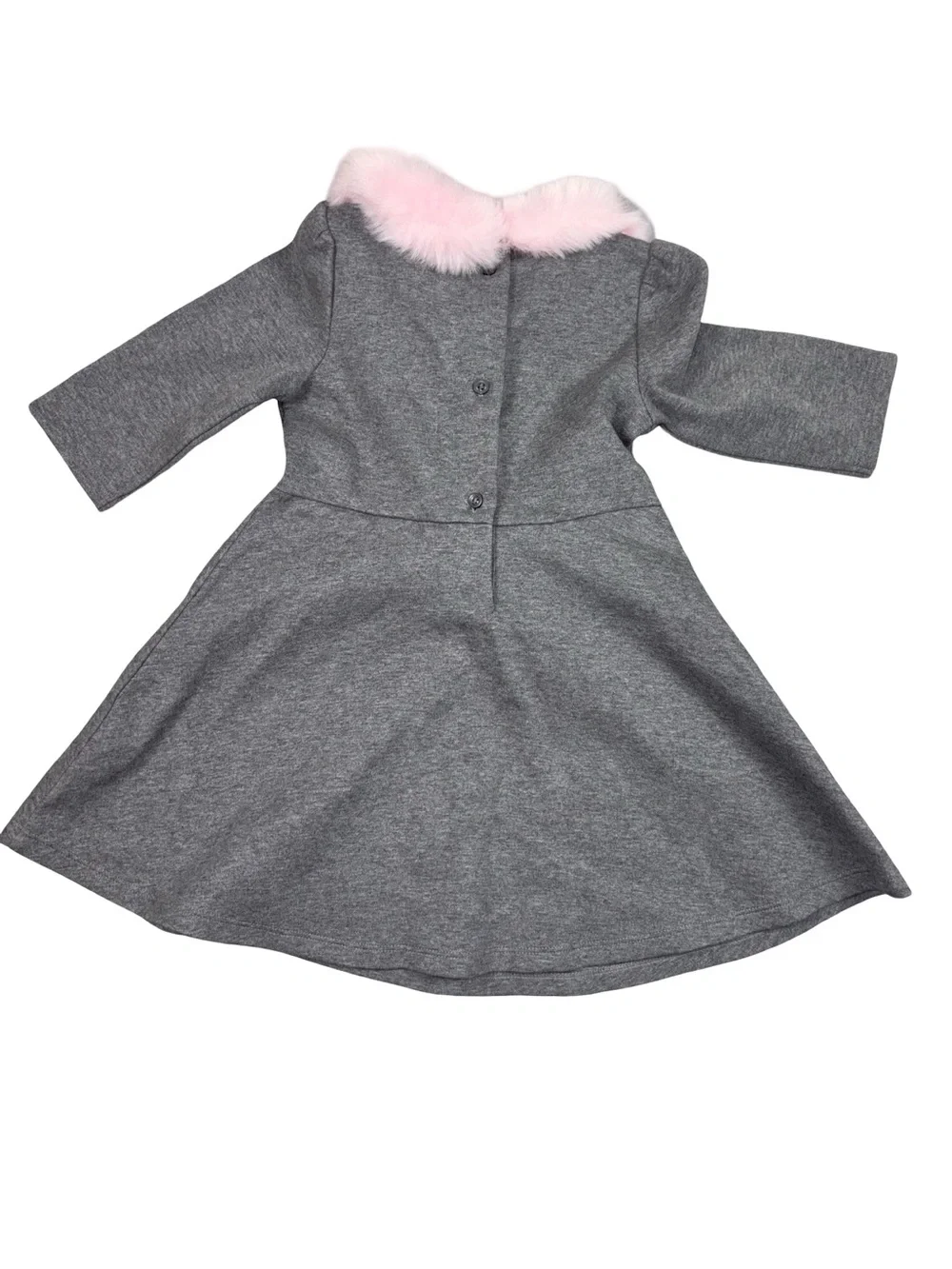 Jane and Jack Gray Dress Pink Faux‎ Fur Collar 2T Coquette